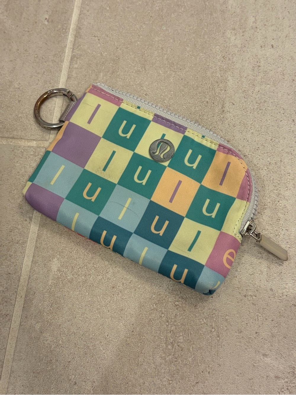 Lululemon athletica Multicolor Checker Coin Pouch • clippable mini wallet